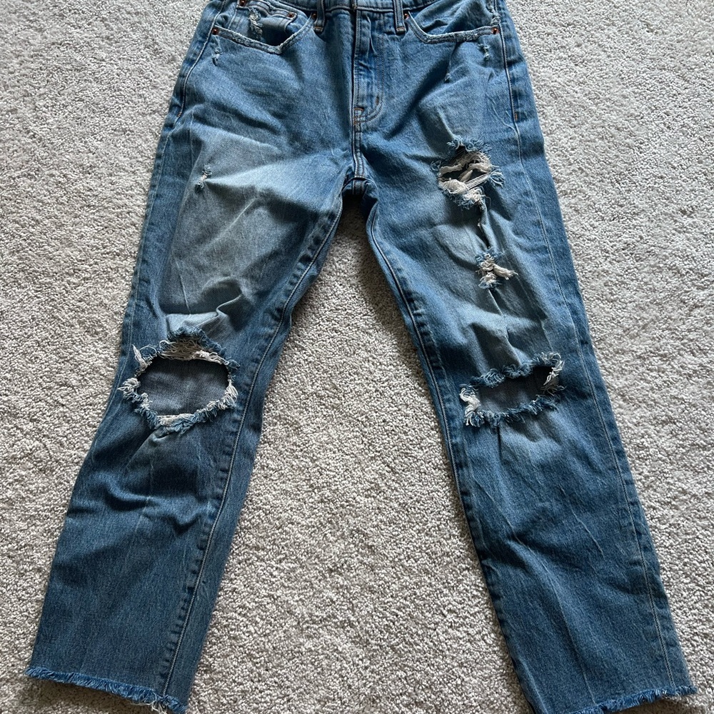 Abercrombie mid rise distressed jeans